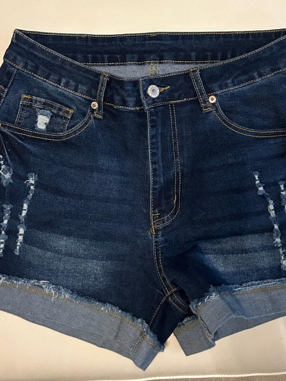 Women Frayed Cut Off Denim Shorts High Waisted